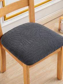 1pc Jacquard Stretchy Chair Seat Cover - Dark Grey - View 1