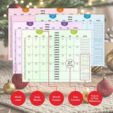 1PC A5 Monthly Planner 2027-2030 Watercolor Lotus Flower Cover, 48-Month Spiral Bound Calendar Notebook, Twin-Wire Binding Thick Premium Paper With Tabs, Weekly & Monthly Schedule Organizer For Student Office Home - A5 - View 5