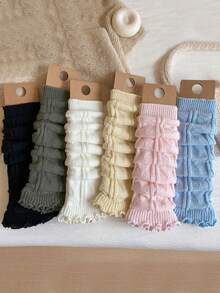 1/3/6 Pairs Women's Multi-Color Leg Warmers, Slimming Leg Warmers, Ribbed Knit Heart Pattern Crew Leg Warmers, Versatile For Daily Wear, Suitable For Spring/Summer, Valentine's Day - Multicolor - View 7