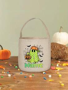 Tas jinjing Halloween yang dapat disesuaikan untuk kegiatan "trick-or-treating" (mengumpulkan permen), menampilkan desain hantu, sempurna untuk membawa permen yang cukup untuk pesta dan acara. - MultiWarna - View 14