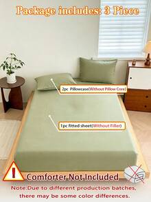 Camel Brushed Soft & Comfortable 3 PiecesBed Sheet Set - Green - View 8