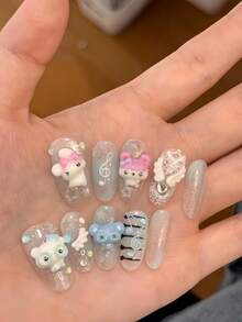 1pc Vintage Cartoon Cute Pet Bear Glasses Frame 3D Nail Art Silicone Mold - Clear - View 6