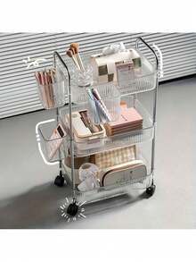 EZIFY 1Pc 3‑Tier Rolling Acrylic Utility Cart, Multi‑Layer Storage Rack With Detachable Hanging Boxes, 360° Silent Swivel Casters, Mobile Storage Unit, For Home/Bedroom/Bathroom/Office - 3-layer - 4 Small Hanging Baskets - View 11
