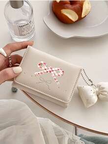 Macaron Color Palette And Bow Embellishments ,Pocket Small Women Wallet Mini Lightweight Minimalist Fashion Women Wallet Wallet Women,Back To School - A - View 9