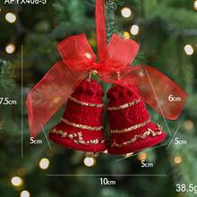 Luxury And Exquisite Red Flocked Christmas Ornament, Christmas Tree Decoration, Snowflake, Reindeer, Bow, Bell Pendant, Christmas Ornament, Christmas Gift. - Multicolor - View 11