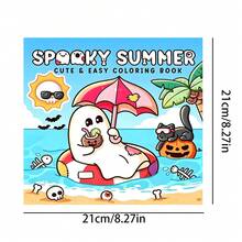 [NEW SPOOKY SUMMER Coloring Book] 1pc Original Coloring Book ,22 Pages Single-Sided Printing,Clear Lines And Exquisite Patterns,Ideal For Relaxation | Perfect Gift For New Year, Christmas,Birthdays,School Holidays,Perfect For Adults & Teens & Child - Ghost Summer - View 3