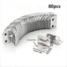 80pcs L-Shaped Corner Brackets (16 Brackets + 64 Screws), 90 Degree Right Angle Support Suitable For Furniture Shelves Cabinets Tables Chairs Hardware Accessories - A - View 3