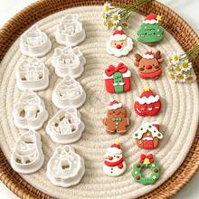 9Pcs Christmas Theme Polymer Clay Cutters Set Santa Snowman Gingerbread Man House Wreath Clay Molds DIY Earring Pendant Jewelry Craft Supplies - 9pcs - View 2
