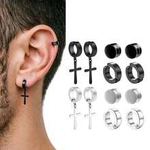 6 Pairs Mixed Magnetic Ear Clips Set, 304 Stainless Steel Hoop Clip‑On Earrings, Hypoallergenic Punk No Piercing Jewelry, Unisex For Daily Party Gift - 6 Pairs Ear Clips Set - View 7