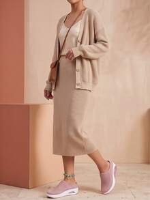 Women's Summer Mesh Slip-On Mule Slippers, Air Cushion Rocker Sole, Breathable Thick Platform Height-Increasing Fashion Casual Slides - Pink - View 5