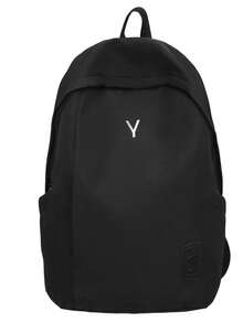 Dedoo Ransel Resleting Colorblock, Bordir Huruf dan Detail Label, Kapasitas Besar, Tas Sekolah Pelajar, Cocok untuk Kampus, Ransel Pelajar untuk Kembali ke Sekolah - Hitam - View 6