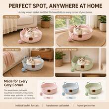 Handmade Instinct Cat Basket, 2026 New 14/16/18 Inch Stimulating Cat Bed, With Cat Ear Handle, Cotton Rope Cat Basket Bed Ball Rope, Indoor Use, Suitable For All Cats - Multicolor - View 4