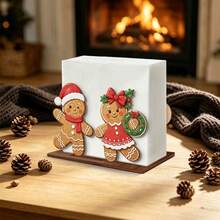 2Pcs Christmas Gingerbread Wooden Napkin Holder Set, Gingerbread Tree & Gingerbread Man Couple Tabletop Napkin Dispenser, Xmas Holiday Dinner Table Decor, Festive Home Kitchen Party Decoration Christmas Gift - Gingerbread Collection - View 10