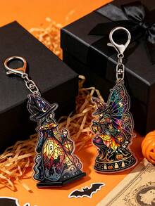 Elegant Witch Butterfly Acrylic Flat Pendant, Keychain, Bag Accessories, Keyrings For Bags, Christmas Tree Decoration, Home Wall Decor, Suitable For Halloween Party, Holiday Celebration, Daily Commute, Suitable For Women's Daily Commute, Shopping, Business Travel, Party Banquet, Also A Gift For Women And Girls For Back To School, Teacher's Day, Birthday And Special Occasions - Multicolor - View 1