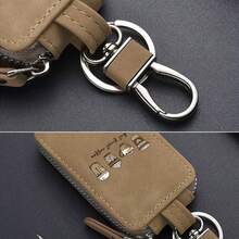 But First Coffee Suede Zipper Keychain Holder With Metal Ring Car Key Pouch - Brown - View 5