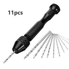 11pcs 0.8-3.0mm Manual Twist Drill Bit Set, Hand Drill Tool, Manual Twist Drill, Woodworking DIY Mini Manual Punching And Enlarging Drill, Stationery Tool, Hand Tool, Hand Drill, Amber Making Tool - Hand Drill Set - View 11