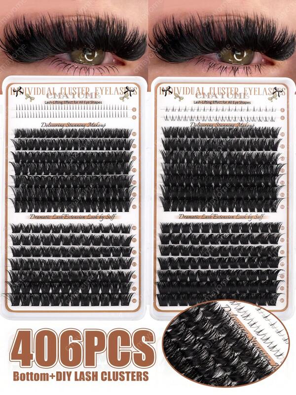 406/448/592pcs Natural Soft Eyelashes, Limited Time Special Promotion, C-Roll Curl, Large Capacity Single Eyelash, High Quality And Low Price, Fluffy And Soft, 3D Imitation Mink False Eyelashes, Lightweight DIY Home Eyelash False Eyelashes