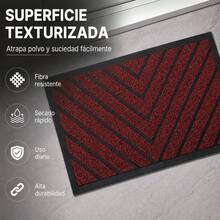 Felpudo Entrada Casa, Alfombrilla Retangular Absorbente con Base de Goma,Atrapa Suciedad y Humedad, para Interior y Exterior, Puerta, Pasillo y Terraza - PVC - roombo ROJO - Ver 2