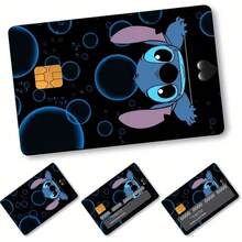 4pcs Disney Stitch Bubble Pattern Credit Card Stickers, Waterproof Removable PVC Debit Card Protective Film, Bank Card IC Card Decorative Stickers - One Size - View 6