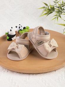 Sandal Bayi Perempuan Bermotif Garis-Garis Modis dan Serbaguna untuk Usia 0-1 Tahun, Sepatu Jalan Balita, Sepatu Bayi, Musim Semi/Musim Gugur - Aprikot - View 5