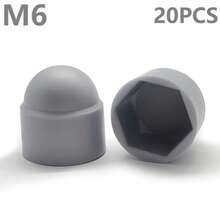 20入 M6/M8/M10 螺帽保護帽 六角螺帽蓋 塑膠六角密封螺帽蓋 螺絲螺帽 PE 蓋，適用於機動車輛、機械、家具等 - 黑色/灰色 - 灰色 - 查看 7