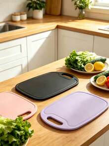 Multi-Color Cutting Board With Juice Groove, Christmas Cutting Board, Handheld Cutting Board, Control Board, Fruit Tray, Home & Kitchen Supplies, Christmas Dishes, Kitchen Set, Kitchen Utensils, Suitable For Cutting Vegetables, Meat And Fruit, Home Kitchen And Outdoor Camping Supplies - 1PC - View 2