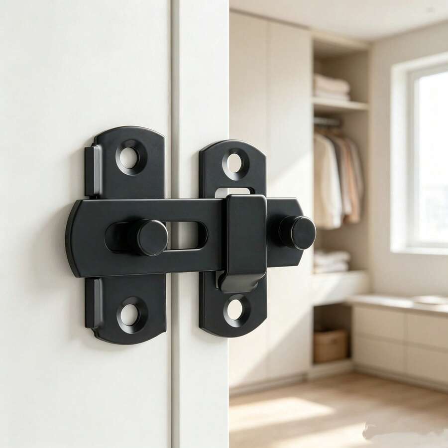 1 Piece Metal Flip Door Latch, Plate Thickness 2 Mm, Black, Equipped With Fixing Screws, Suitable For Gates, Windows And Bedrooms - 1Pc - View 1