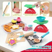 Children's Realistic Baking Pretend Play Toy Set, Includes Simulated Pointer Scale, Rolling Pin, Heat-Resistant Gloves, Cupcakes, Cookies, Measuring Spoons, Mixing Spatula, And Full Set Of Kitchen Utensils, Replicates Real Dessert Baking Process, Rounded Edges And Material, Develops Children's Hands-On Ability, Suitable For Role-Playing, Parent-Child Interaction And Holiday Gifts - Multicolor - View 4