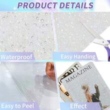 Holographic Sticker Paper Vinyl Holographic Laminate Sheets Self Adhesive Waterproof Transparent Film, (Star) - Transparent Star Pattern - View 5