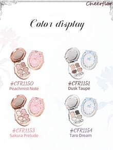 CHEERFLOR Palet Eyeshadow 4 Warna Seri Sweet Closing Notes 4g, Dua Warna, Kombinasi 4 Warna Multifungsi 2-in-1, Hasil Akhir Matte, Glitter, dan Satin, Riasan Mata Tahan Lama, Anti Luntur dan Tidak Berjatuhan - CFR1150 - View 10