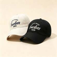 1pc Stay Hard Fearless Est 1968 Letter Embroidered Baseball Cap Solid Color Adjustable Soft Brim Casual Sun Hat Unisex - Multicolor - View 6