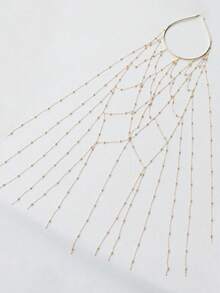 Exquisite Shiny Hollow Mesh Hair Chain Tassel Hair Accessory, Versatile Hair Ornament For Women, Suitable For Banquet And Party - Gold - View 4