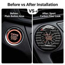 Sporty Carbon Fiber Texture Car Ignition Button Decorative Cover, Anti-Scratch Interior Accessory - Sporty Style - View 5