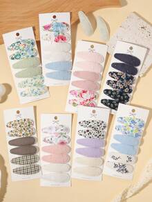 6pcs Fabric Water Drop BB Hair Clips Set, Floral Plaid Embroidered Hair Clips, Travel Gift Daily Decoration Hair Accessories - Mixed color - View 4
