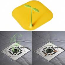 Cute Sprout Shaped Silicone Drain Stopper, Odor-Proof Drain Cover, Anti-Clogging Anti-Insect Drain Filter Pad, Suitable For Bathroom Sink, 1/5/10pcs (Yellow & White) - Multicolor - View 3