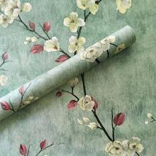 1 Roll European Style Floral Green Pattern Home Decor Cabinet Table Chair Room Background Self-Adhesive Wallpaper Wall Sticker - Flowers - View 13