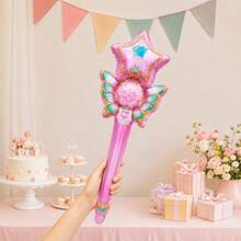 10pcs Random Princess Magic Wand Handheld Aluminum Foil Balloons, Shell Star Fairy Wand, Suitable For Children's Birthday Party Decoration Handheld Toy Balloons - View 4
