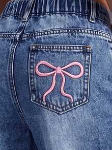 Tween Girl New Autumn/Winter Fashion Denim Long Pants - Medium Wash - View 9