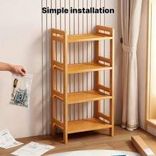 EZIFY 4-Tier Bamboo Standing Storage Shelf) Multifunctional Organizer, Space-Saving, Bathroom/Kitchen/Bedroom (Sturdy Construction - 4 Layers - View 9