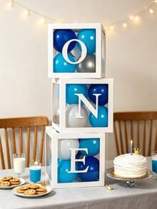 1 Set White Transparent Letter Baby Shower Decoration Box, Suitable For Baby Shower Decoration, Gender Reveal Party, Halloween Decoration, Christmas Decoration, Birthday Decoration Background Photography Props, Home Decor, Fireplace Decoration - White - View 3