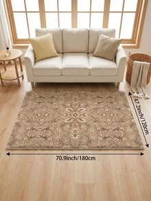 1pc Khaki Living Room Rug, Suitable For Kitchen, Dining Room, Bedroom Holiday Decor, Indoor/Outdoor, Office, Non-Slip Doormat, Bathroom Rug, Hallway, Study, Gaming Area Rug - Khaki - View 6