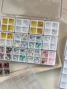 48 Grid Detachable Acrylic Empty Storage Box, Nail Art Rhinestone Charm Bead Organizer Container, Portable Divided Jewelry DIY Craft Nail Tool Case - Multicolor - View 2