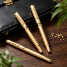 Pulpen Ballpoint Logam Emas Klasik/Isi Ulang yang Dapat Diganti 0,5mm/Pulpen Tanda Tangan Bisnis/Pulpen Hadiah Kantor/Cocok untuk Pria dan Wanita dengan Tulisan Halus/Cocok untuk Kantor, Sekolah, Siswa dan Guru untuk Berlatih Menulis - Pena - View 4