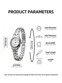 jw 1pc Rose Gold Fashionable & Elegant Women's Watch, Round Alloy Case, Rhinestone Decorated Dial, Quartz Movement, Convenient To Wear, Suitable For Daily Decoration, Holiday Wear, And Student Back-To-School Gift - Rose Gold - View 3