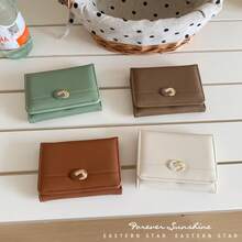 Premium Luxury D-Buckle Trifold Women's Wallet, Compact Multi-Card Slot Coin Purse, Minimalist Solid Color PU Leather Wallet, Ready To Ship - Multicolor - View 6