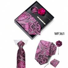 AlanKing Paisley Pattern Design Men's Tie Set Gift Box, Contrasting Color Combination Emphasizing Unrestrained Style, Perfect For Parties And Casual Holidays - Multicolor - View 2