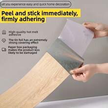 25pcs Wood Grain Self-Adhesive Non-Slip Floor Stickers, Thickened Polyethylene Foam Material, Waterproof And Wear-Resistant, Peel And Stick, Easy To Clean And Removable, Suitable For Living Room, Kitchen, Office And Bedroom Decoration. - Floor Sticker - View 2