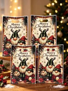 10/20/50pcs Merry Christmas Gift Bags, Rustic Elf Plastic Gift Packaging Bags, Winter Holiday New Year Party Supplies, 2026 Home Christmas Decoration - Multicolor - View 10
