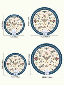1pc Insect & Floral Print Round Living Room Rug, Suitable For Kitchen, Dining Room, Bedroom, Room Holiday Decor, Indoor/Outdoor, Office, Lobby, Non-Slip Door Mat, Bathroom Rug, Hallway, Study Gaming Area Rug - Multicolor - View 4