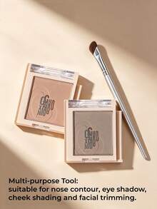 GUOXIAONIU Angled Nose Contour Brush Soft Animal Bristles Dense Powder Pickup Multi-Purpose Face Shading Brush For Beginners Sculpt 3D Nose - Silver - View 11